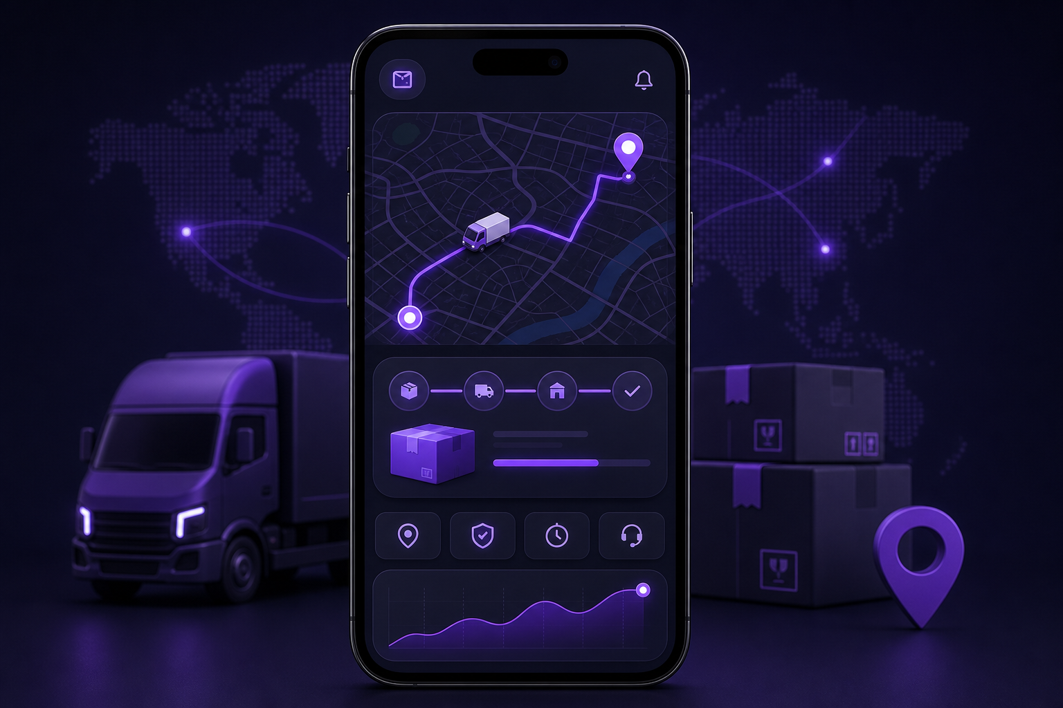 SwiftRoute Logistics app mockup